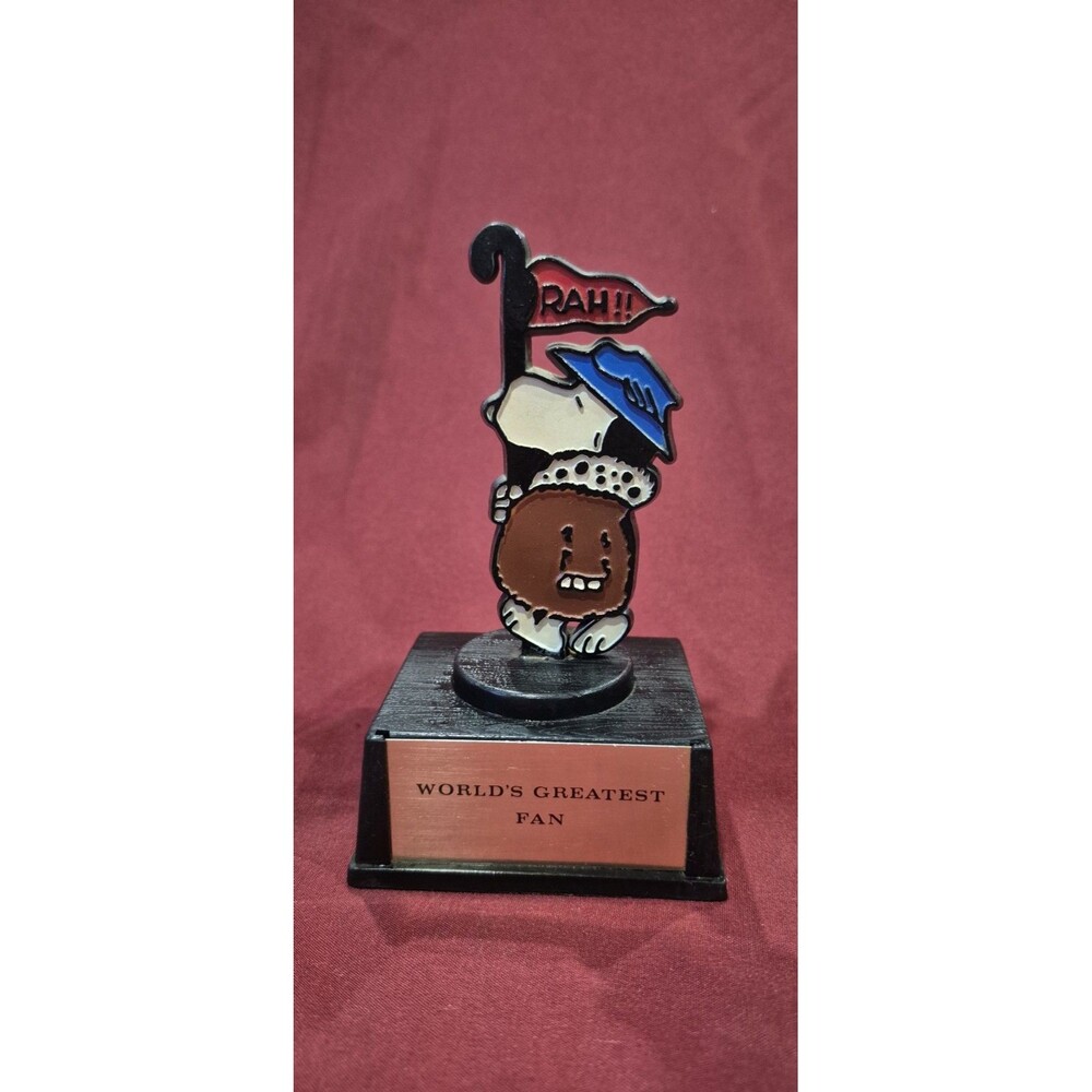 1970 Peanuts Snoopy Worlds Greatest Fan Trophy Collectible Hand painted By Aviva
